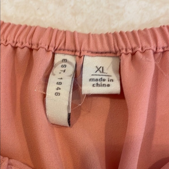 Cato, Peach 3/4 Sleeve Tie Front Blouse, Sz XL - Picture 3 of 4